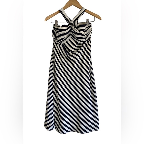 Banana Republic 100% Silk Striped Halter MIDI Dress NWT - Picture 1 of 9
